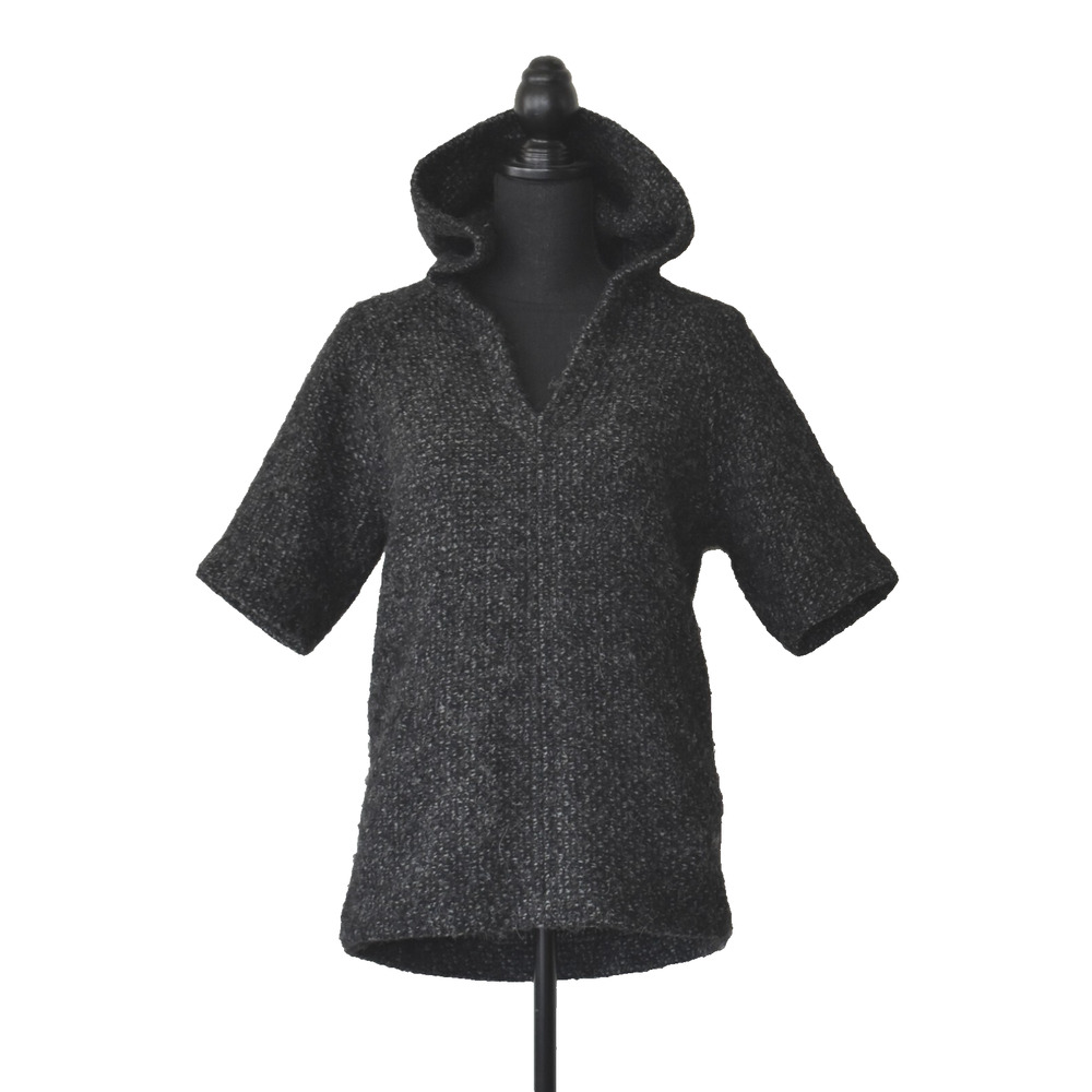 B8 Auth ISABEL MARANT Etoile Black Wool Short Sleeve Hoodie Sweater Size 1